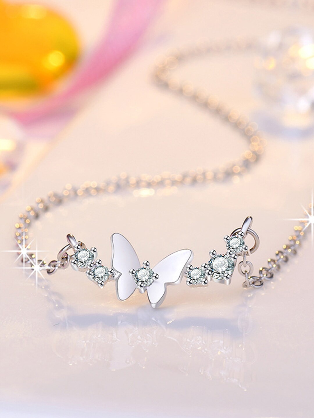

Jewels Galaxy Silver-Plated Stone-Studded Pendant With Chain