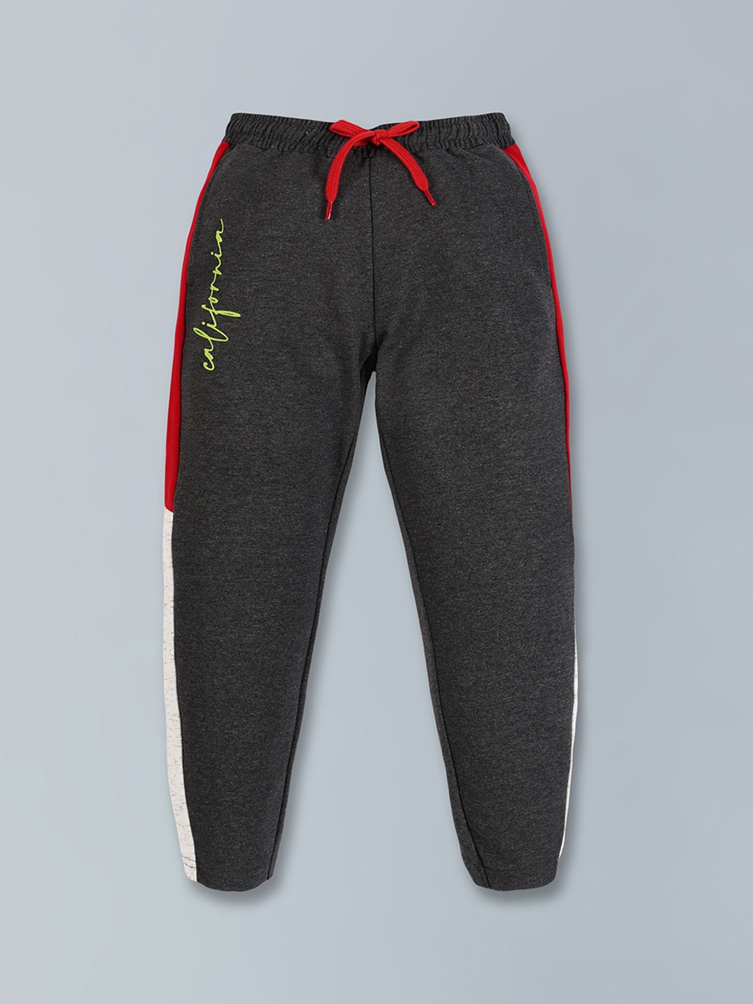 

3PIN Boys Typography Printed Regular Fit Cotton Track Pants, Charcoal