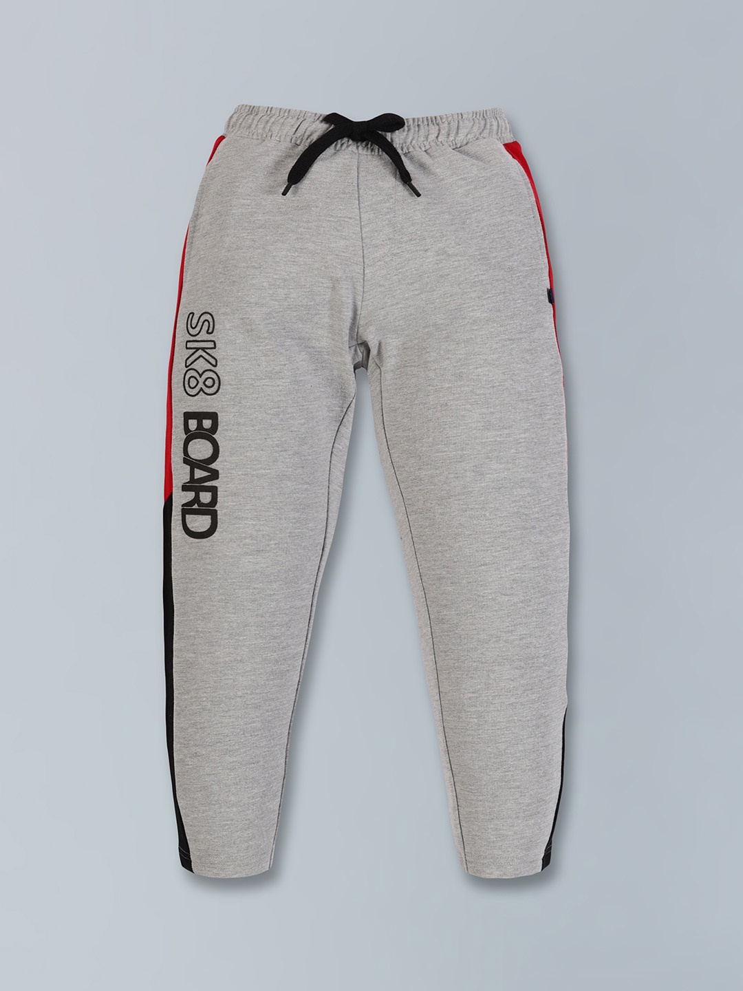 

3PIN Boys Typography Printed Regular Fit Cotton Track Pants, Grey melange