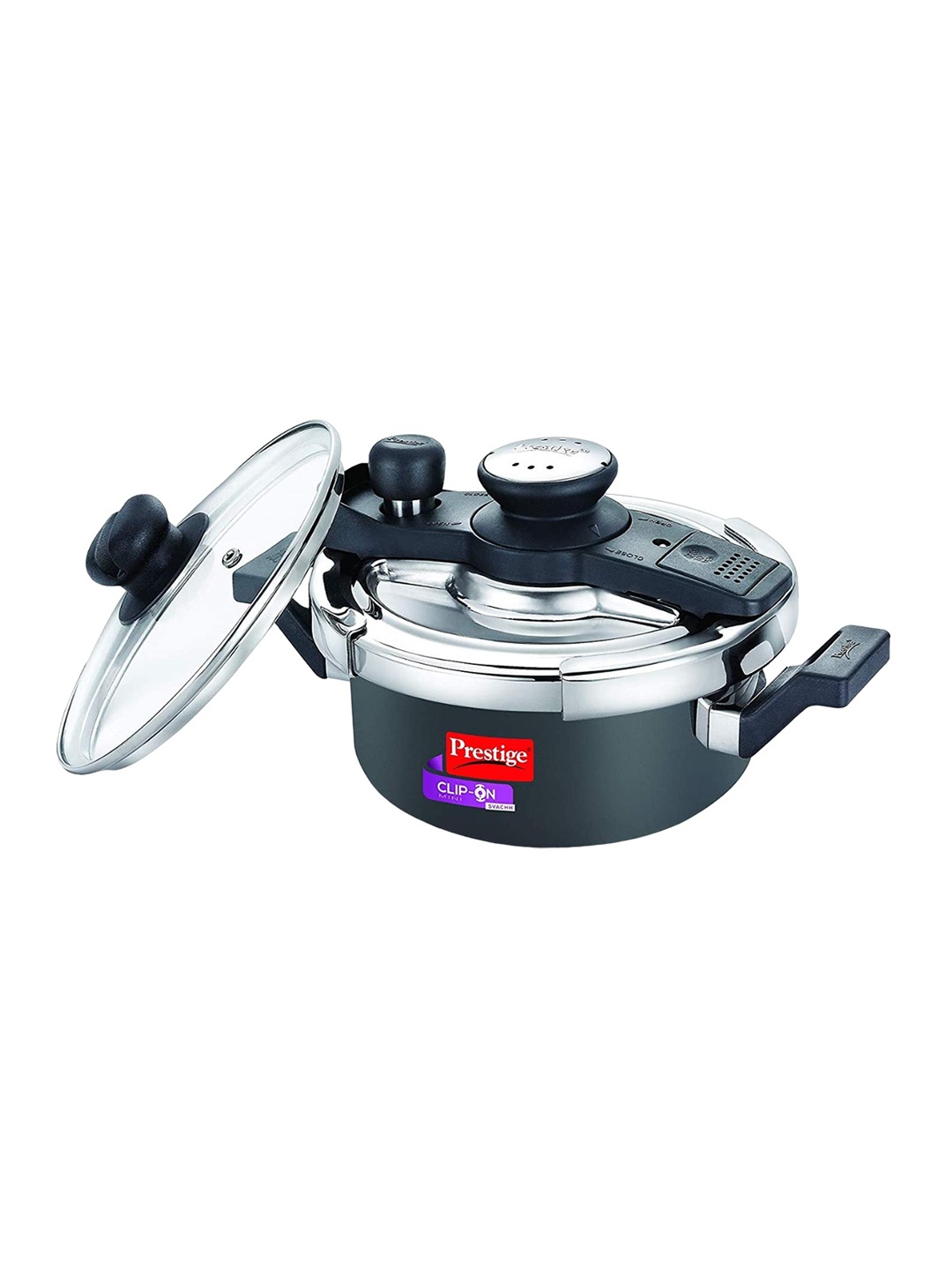 

Prestige Clip-on Mini Svachh Black Pressure Cooker With Glass Lid 2 L