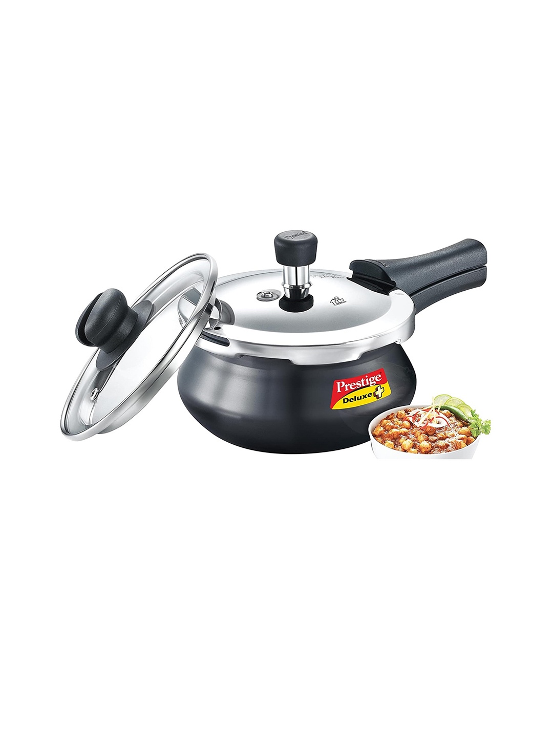 

Prestige Deluxe Duo Plus Black Gas & Induction Compatible Pressure Handi 1.5L, Silver