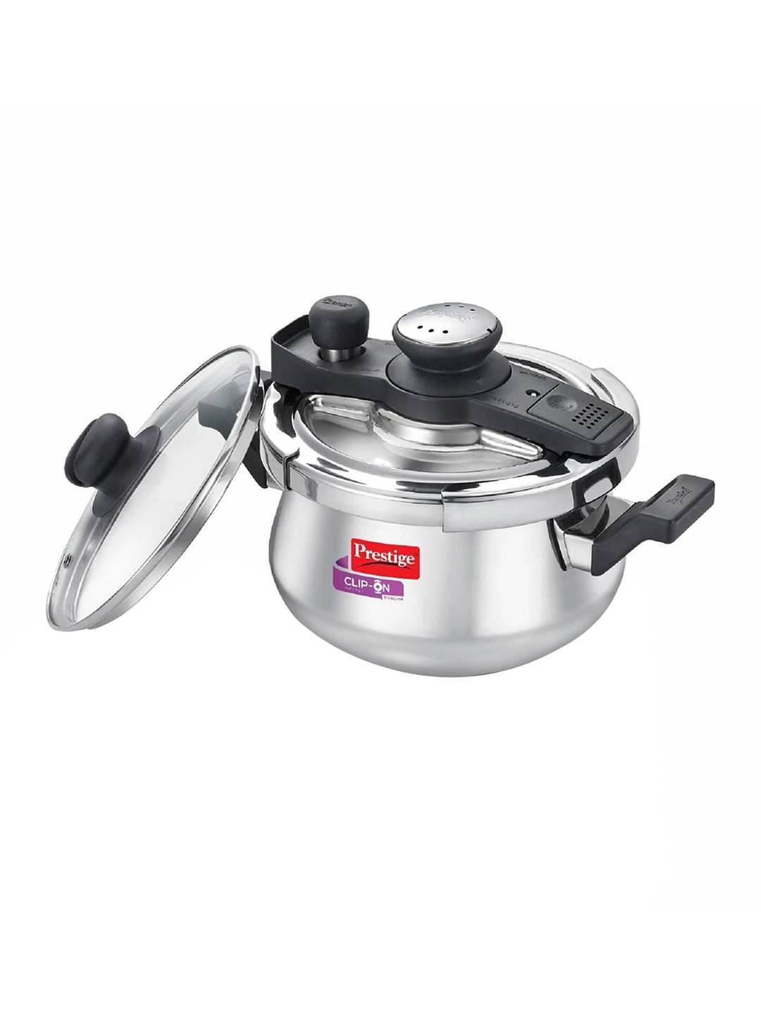 

Prestige Clip-on Mini Svachh Stainless Steel Spillage Control Handi Pressure Cooker-3L, Silver