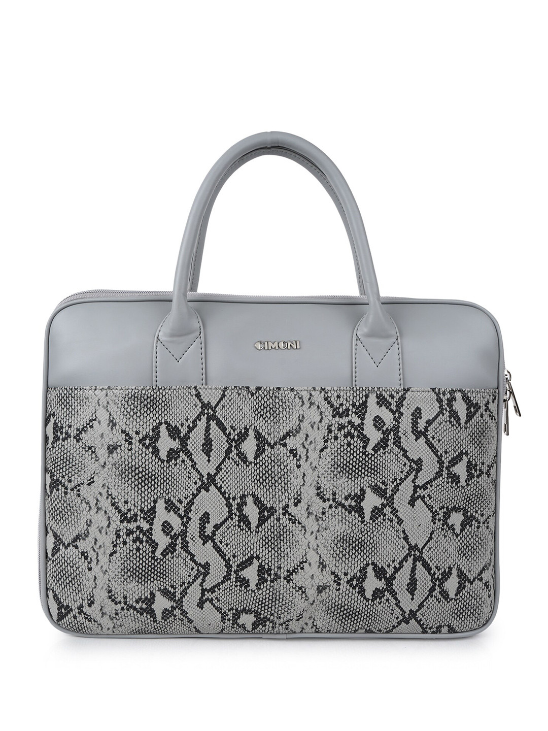 

CIMONI Unisex Printed Vegan Leather Messenger Bag, Grey