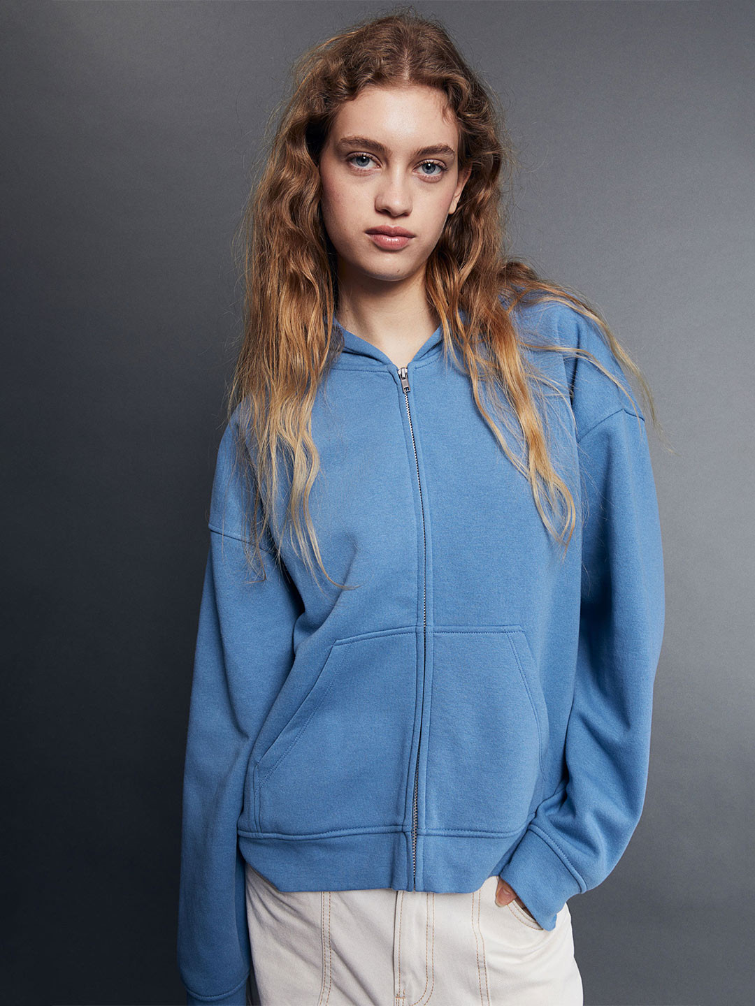 

H&M Oversized Zip-Through Hoodie, Blue