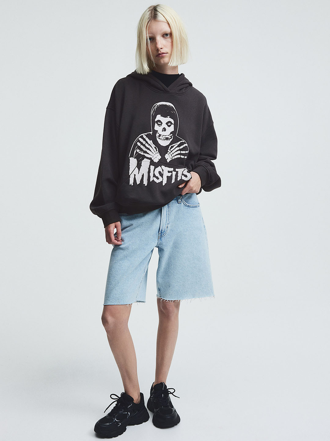 

H&M Women Oversized Motif-Detail Hoodie, Grey