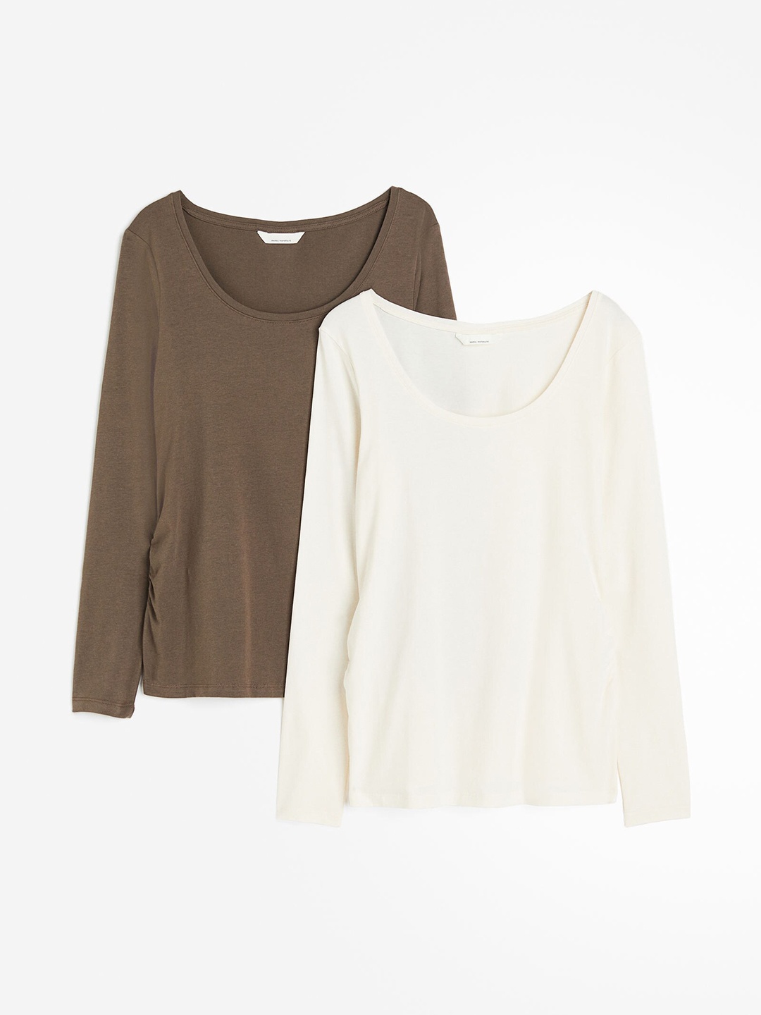 

H&M MAMA 2-Pack Cotton Tops, Brown