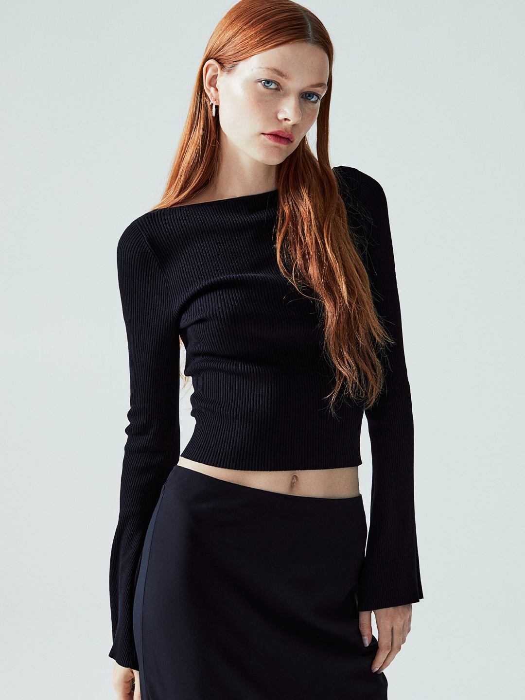 

H&M Rib-Knit Top, Black