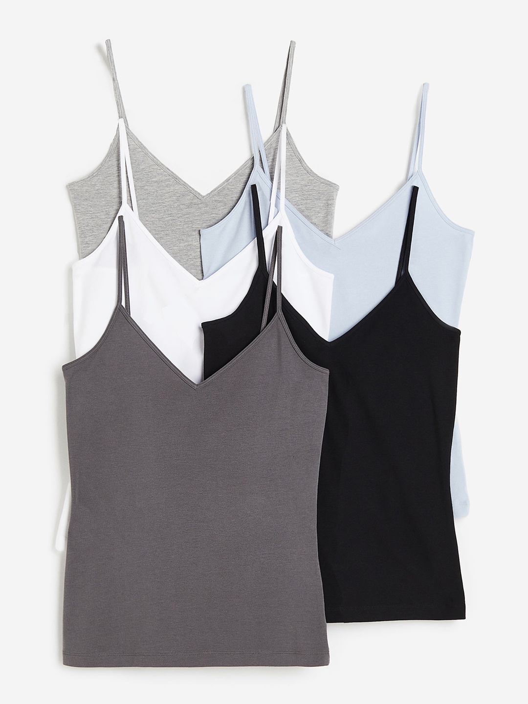 

H&M Women 5-Pack Strappy Tops, Black