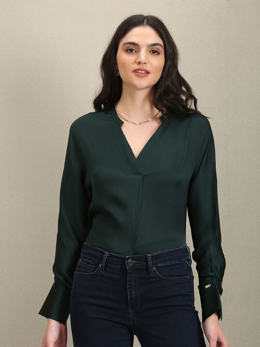 

U.S. Polo Assn. Women V-Neck Shirt Style Top, Green