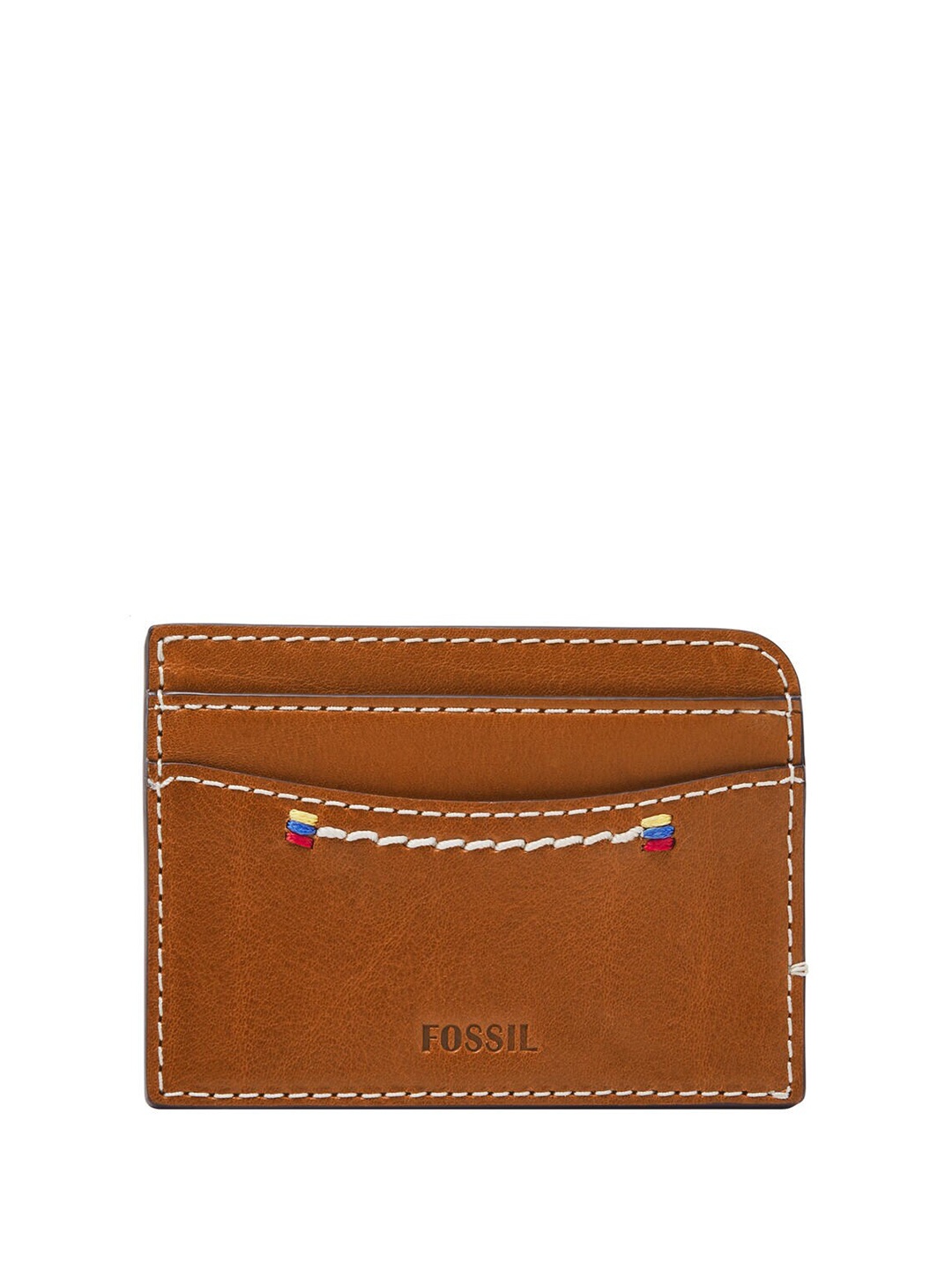 

Fossil Men Zip Detail Leather Card Holder, Brown