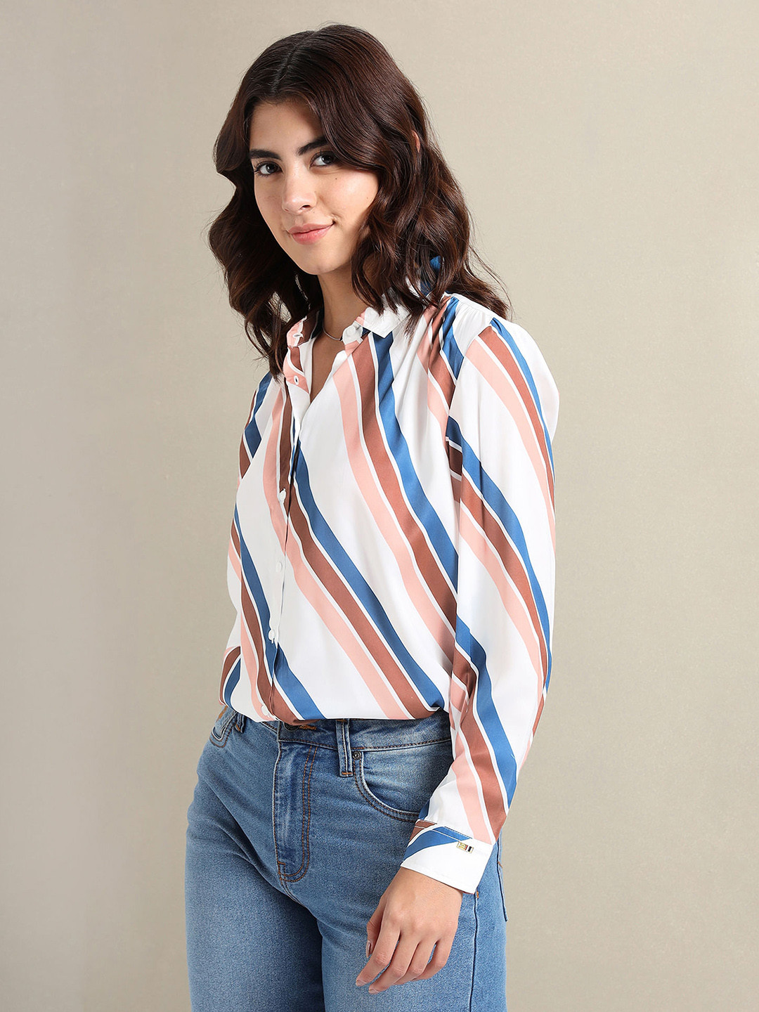 

U.S. Polo Assn. Women Striped Comfort Casual Shirt, White