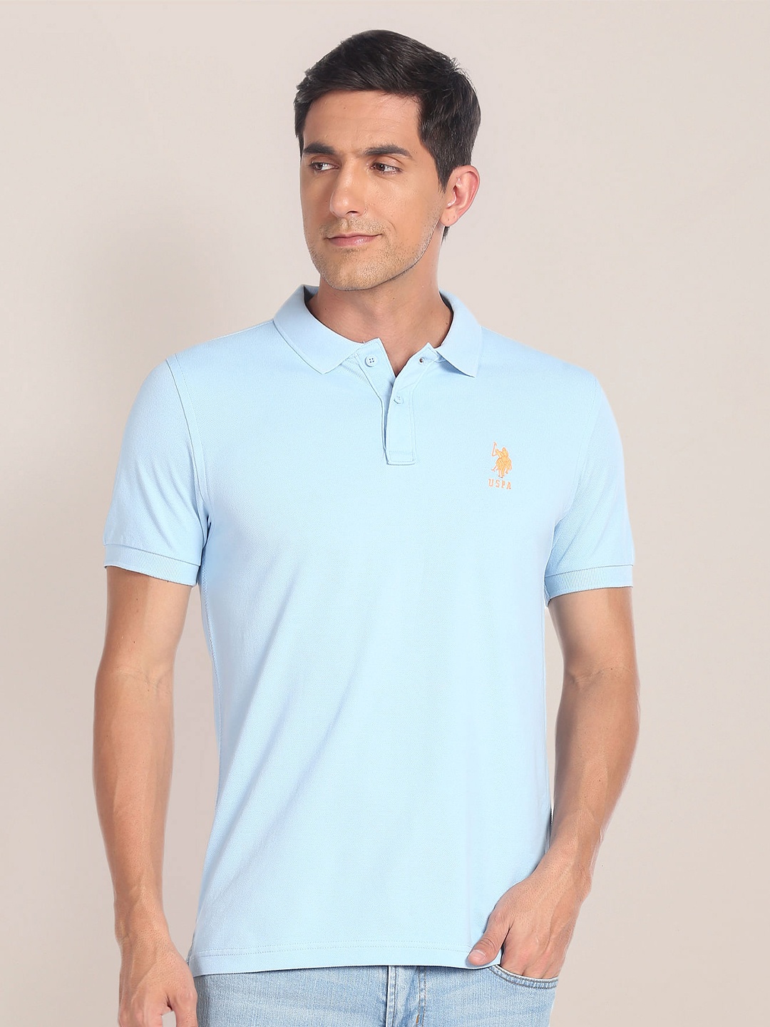 

U.S. Polo Assn. Polo Collar Slim Fit Pure Cotton T-shirt, Blue
