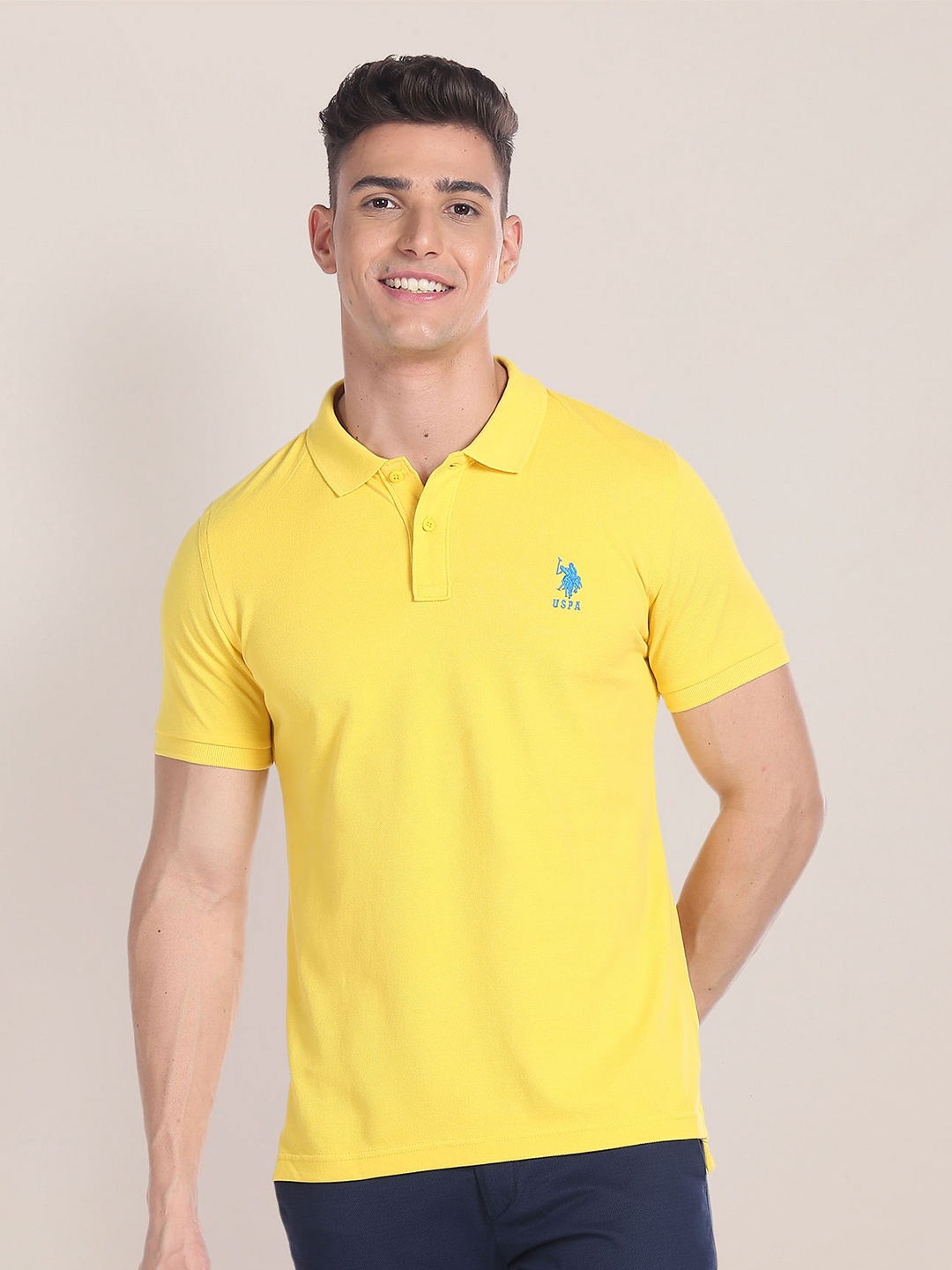 

U.S. Polo Assn. Polo Collar Slim Fit Pure Cotton T-shirt, Yellow