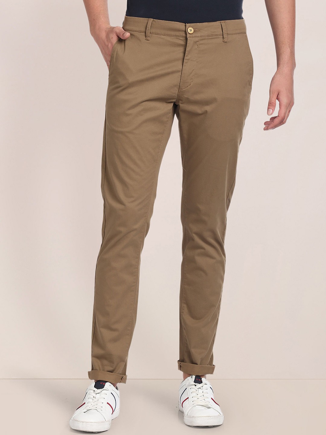 

U.S. Polo Assn. Men Cotton Chinos Trousers, Brown