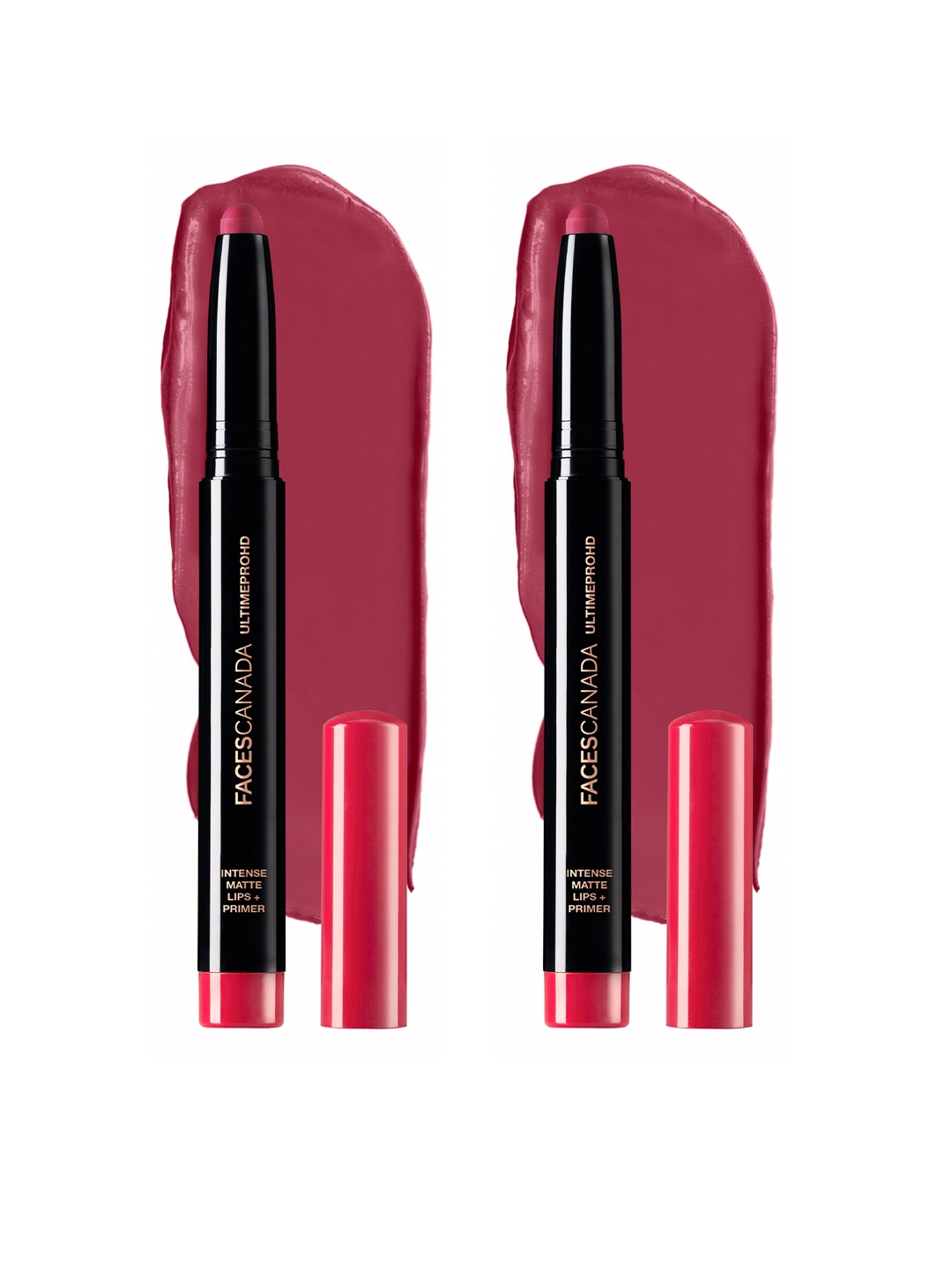 

FACES CANADA Set of 2 Ultime Pro HD Intense Matte Lips+Primer Lipstick - Bold Wine 11, Pink