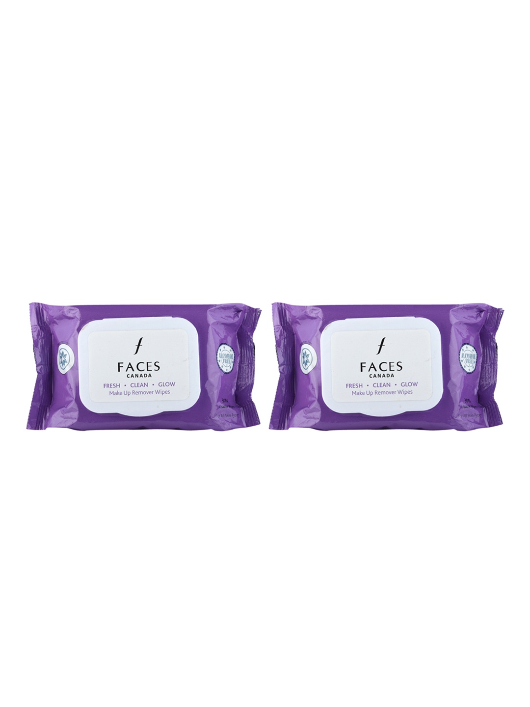 

FACES CANADA Set of 2 Fresh Clean Glow Makeup Remover Wipes - 30 Pulls each, Purple