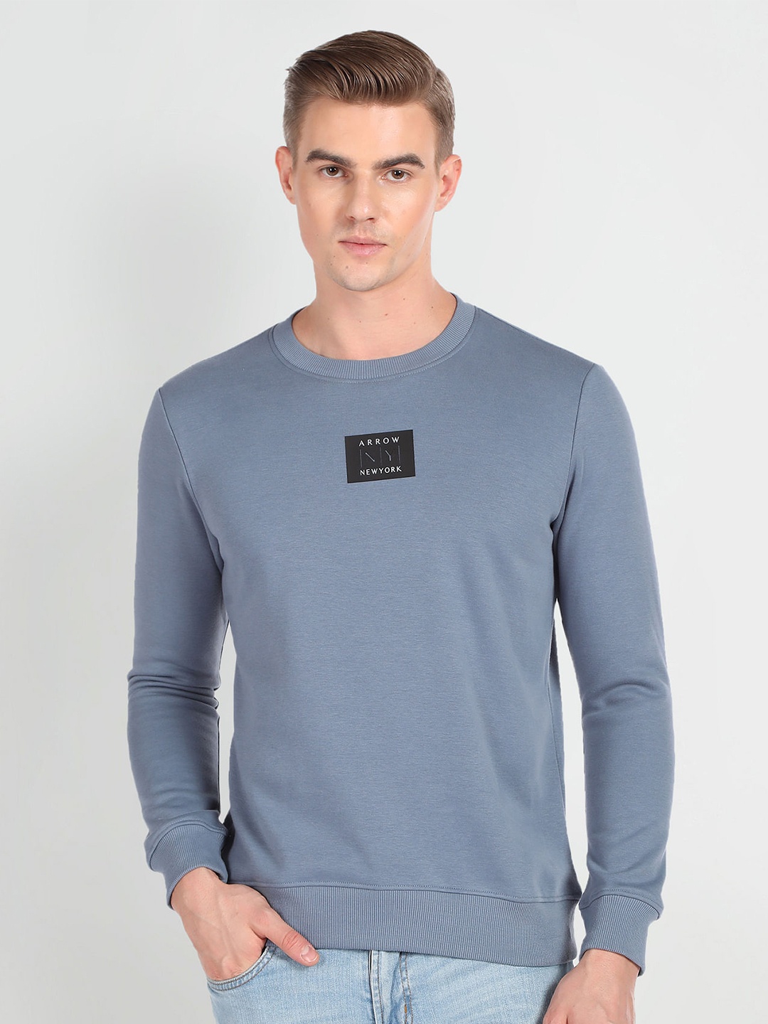 

Arrow New York Round Neck Cotton Pullover Sweatshirt, Blue