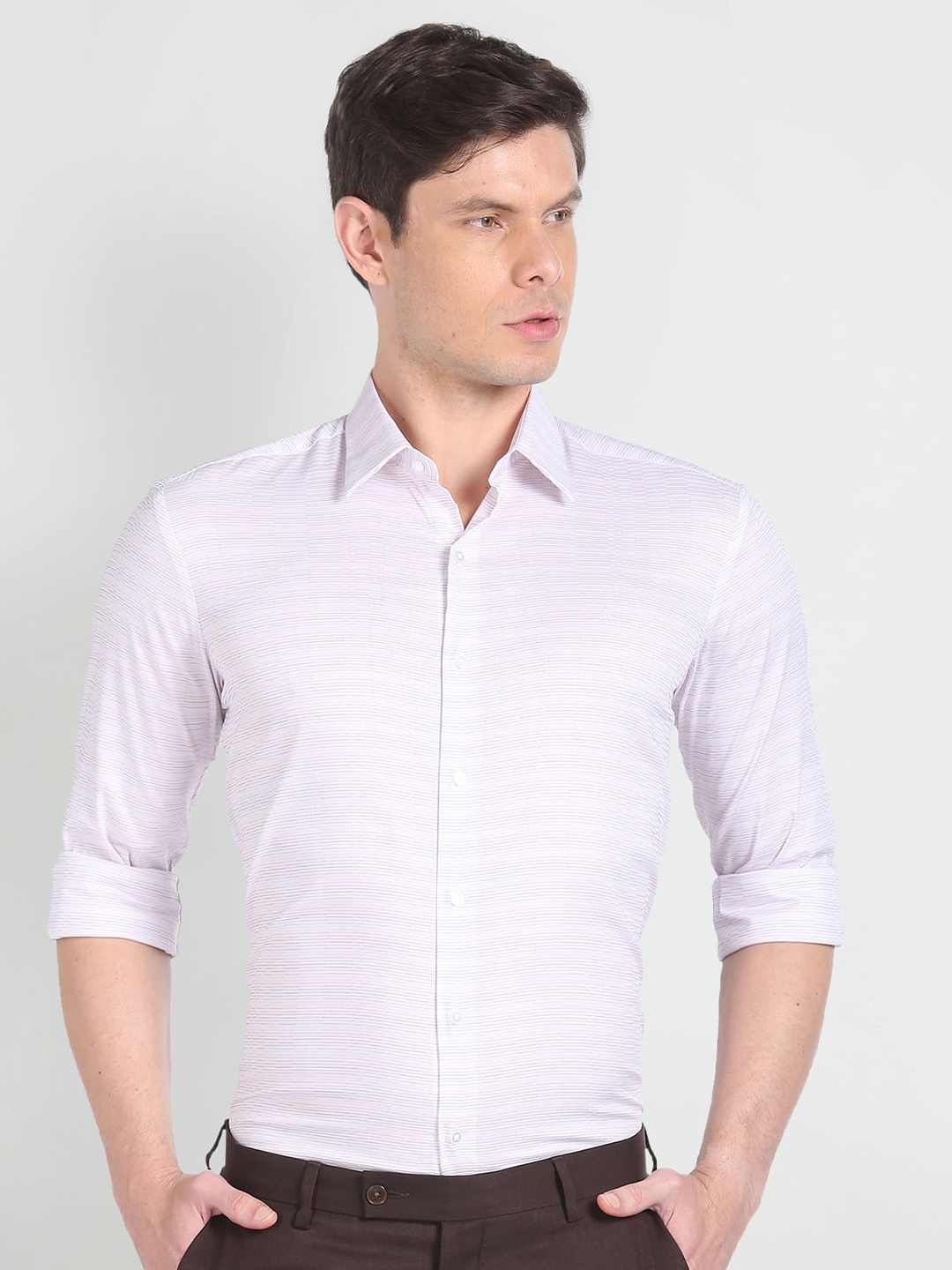 

Arrow New York Slim Fit Horizontal Stripes Formal Shirt, White
