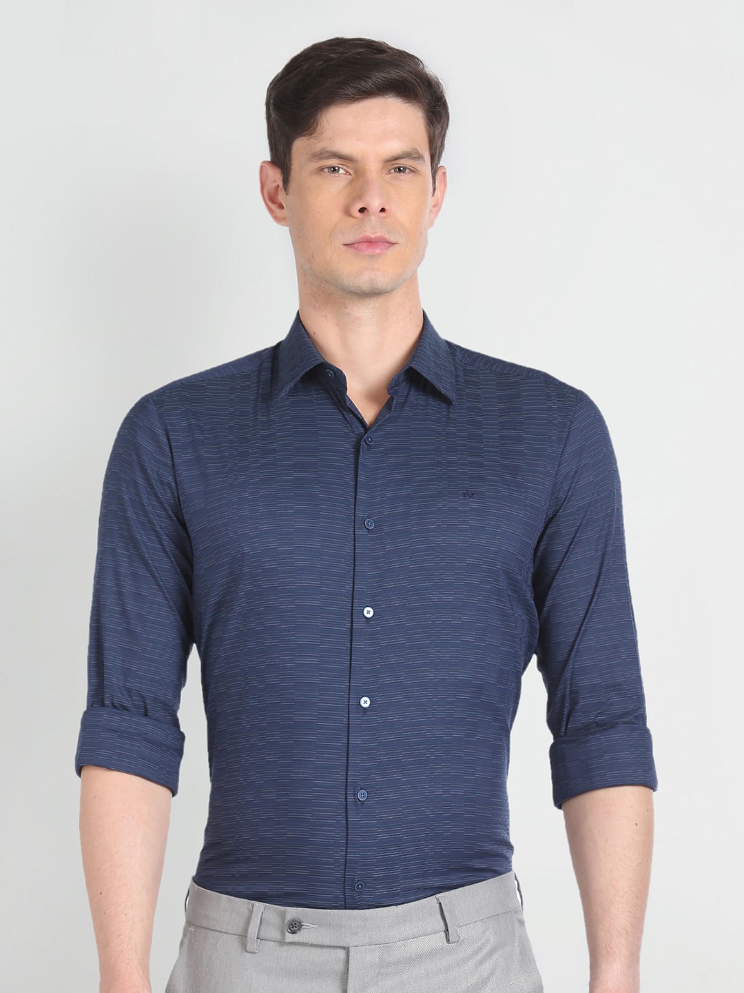 

Arrow New York Slim Fit Striped Twill Formal Shirt, Blue