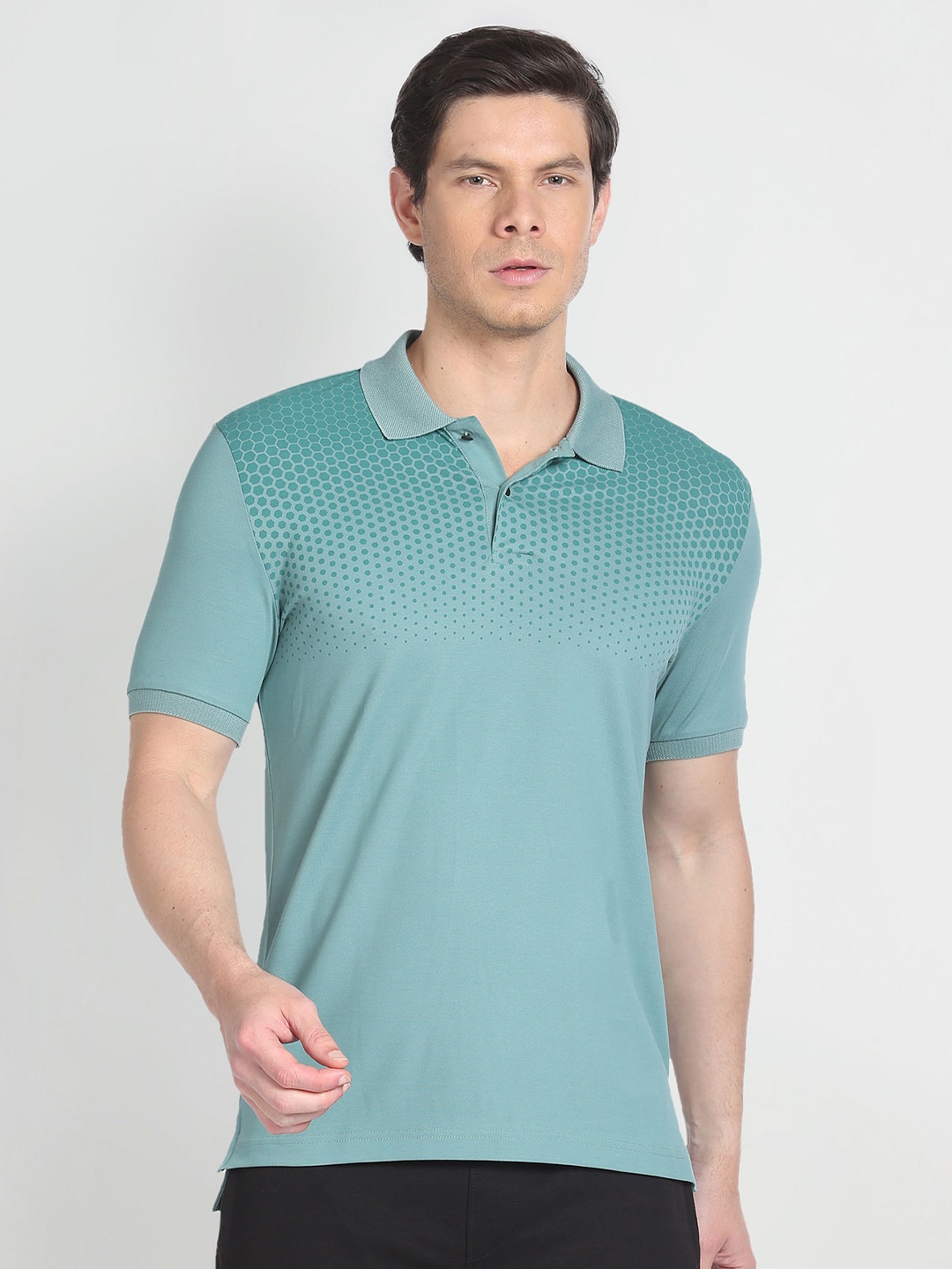 

Arrow New York Geometric Printed Polo Collar T-shirt, Green