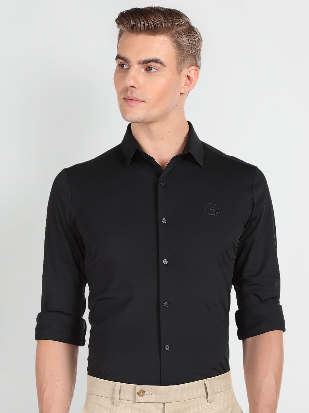 

Arrow New York Skinny Fit Spread Collar Formal Shirt, Black