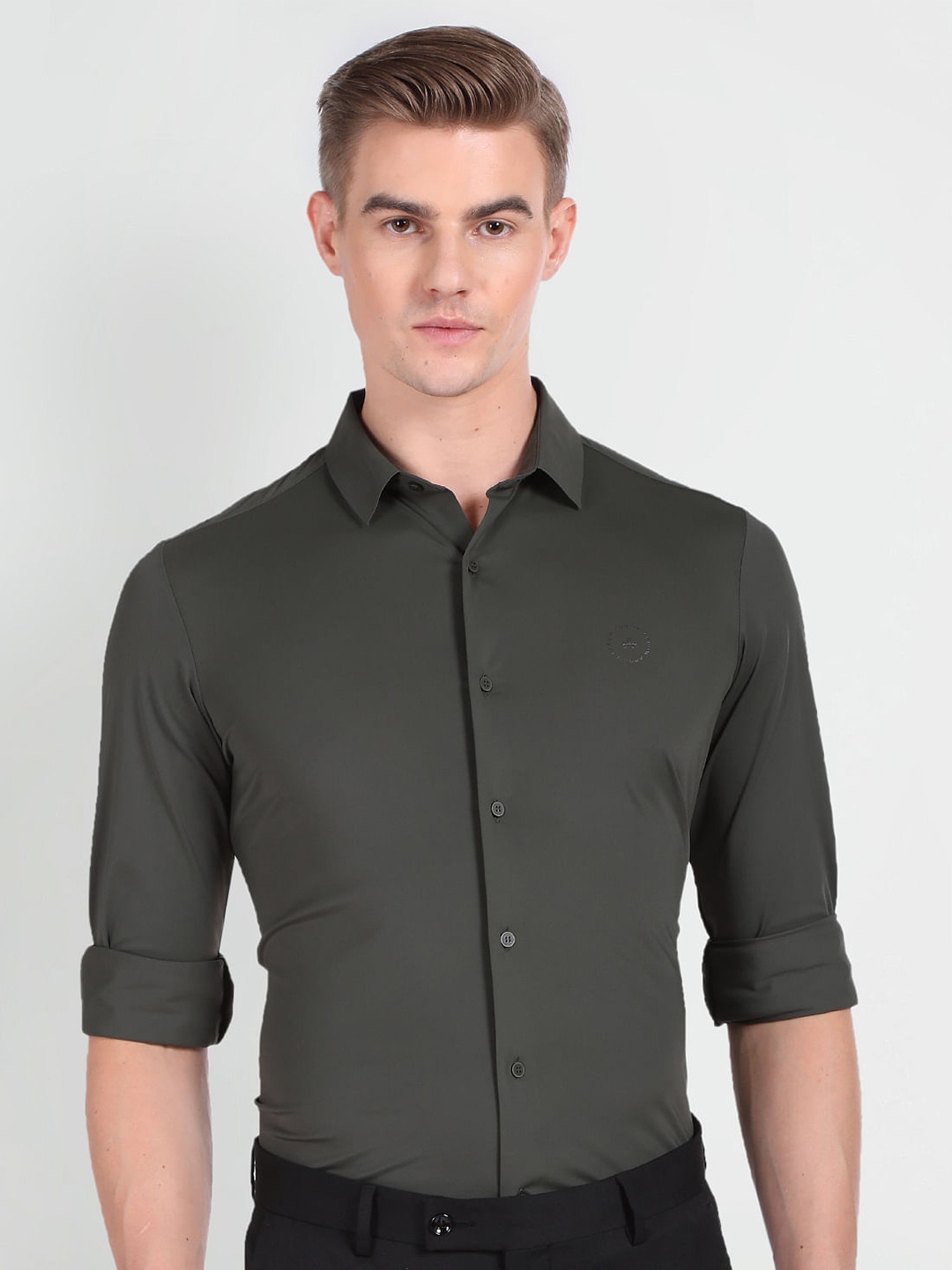 

Arrow New York Skinny Fit Spread Collar Formal Shirt, Green