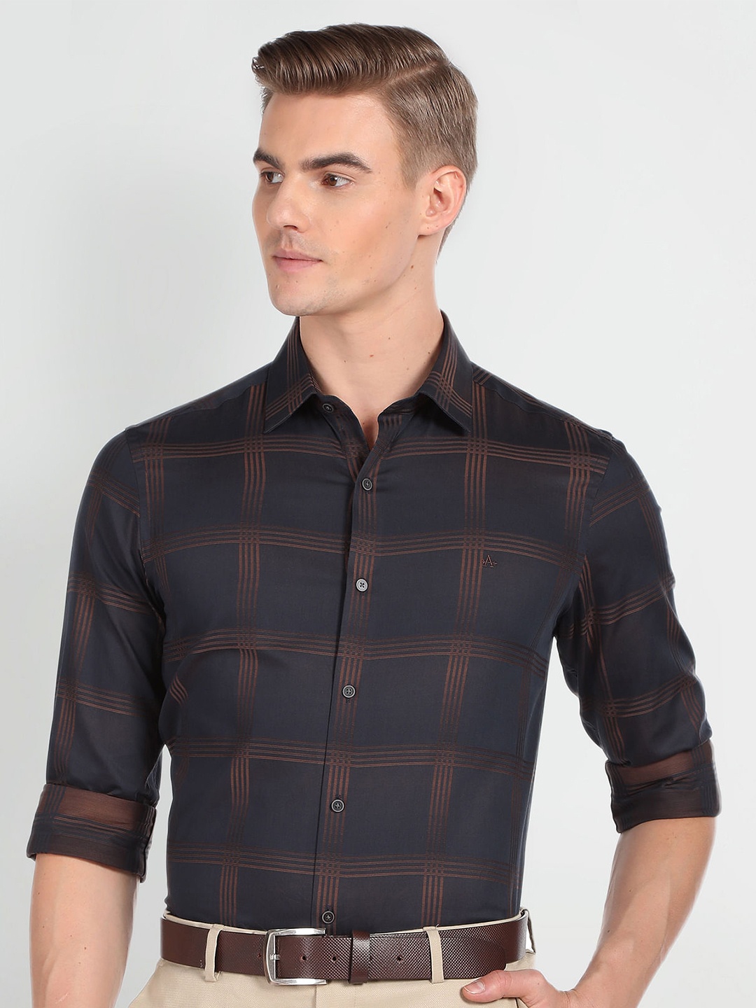 

Arrow New York Checked Slim Fit Formal Shirt, Brown