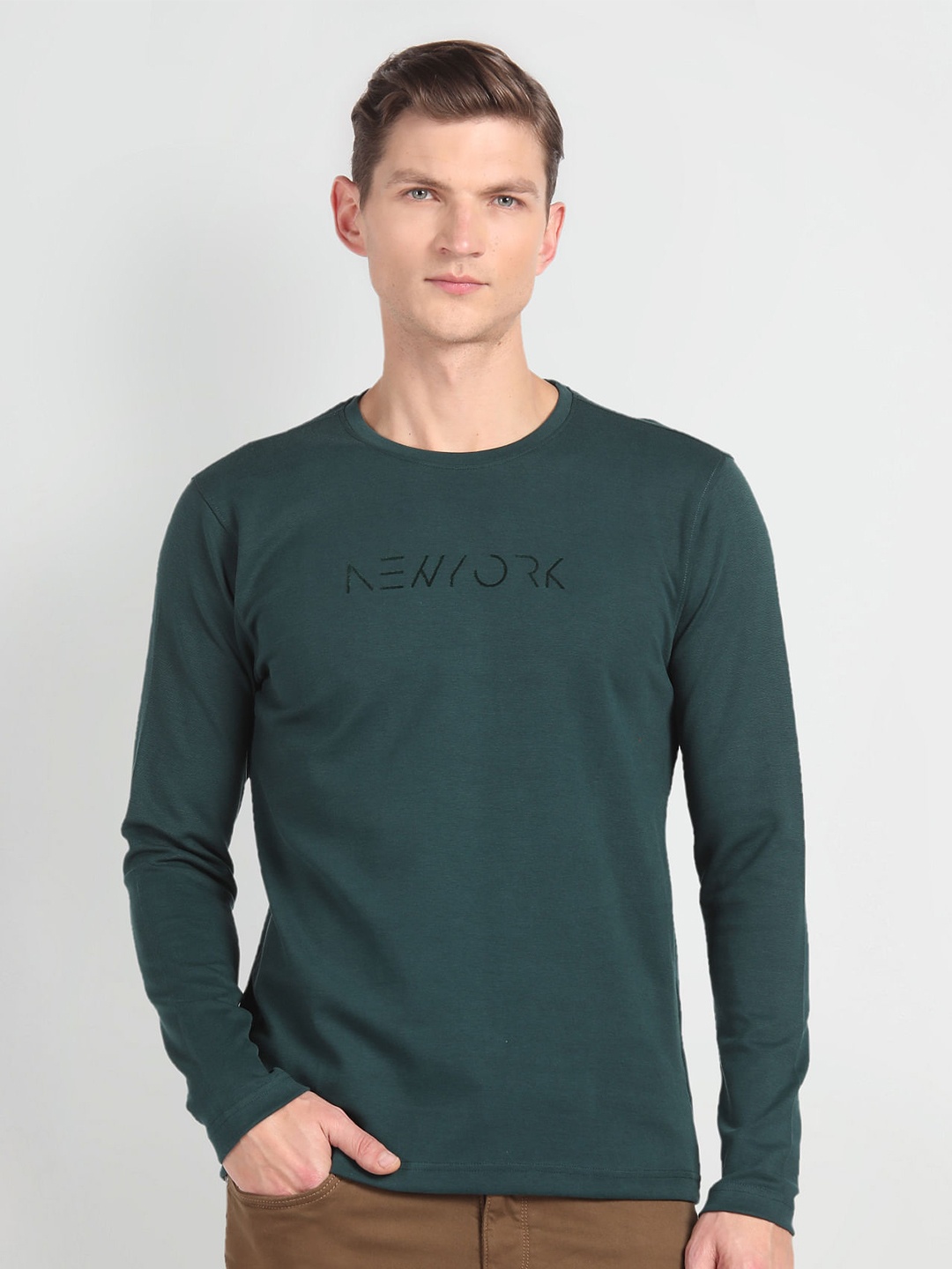 

Arrow New York Typography Printed Pure Cotton T-shirt, Teal