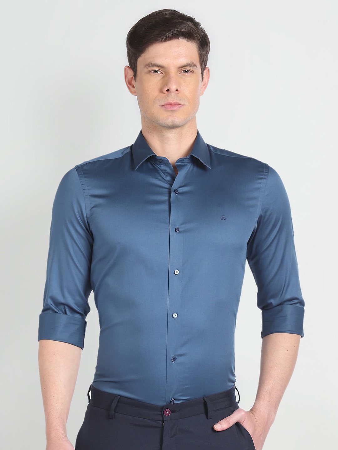 

Arrow New York Slim Fit Spread Collar Formal Shirt, Blue