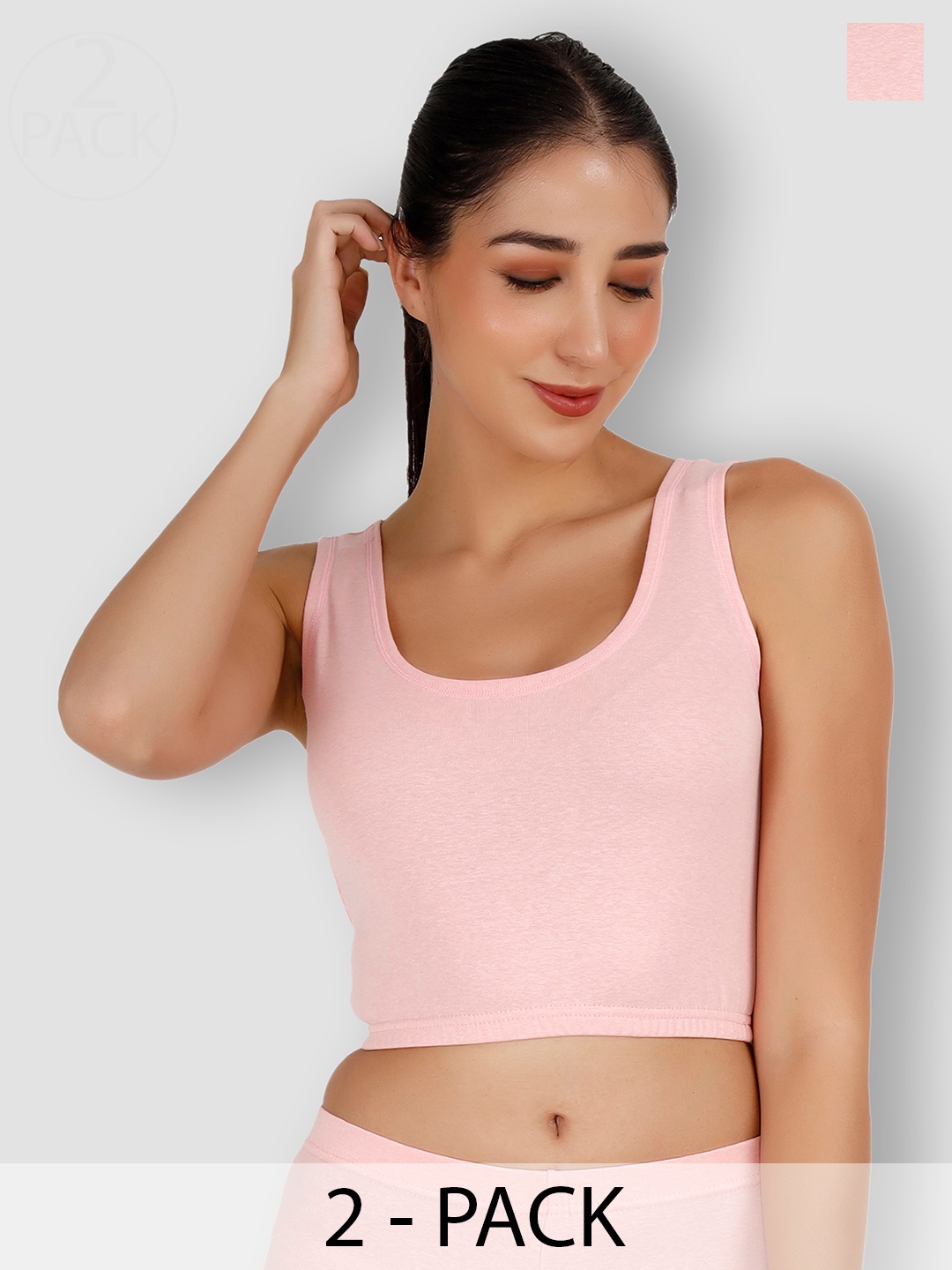 

SELFCARE Pack Of 2 Breathable Crop Thermal Tops, Pink