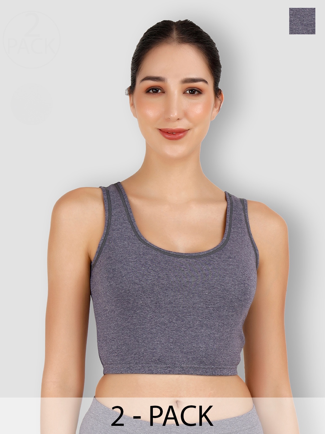 

SELFCARE Pack Of 2 Breathable Crop Thermal Tops, Blue