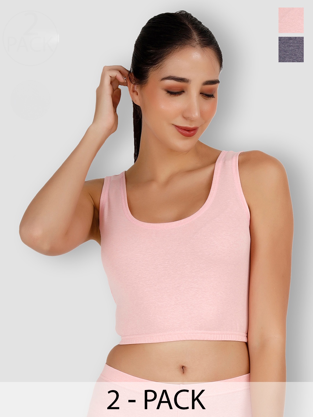 

SELFCARE Pack Of 2 Breathable Crop Thermal Tops, Blue