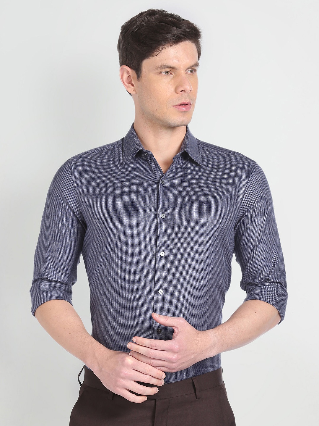 

Arrow New York Slim Fit Micro Checked Formal Shirt, Blue