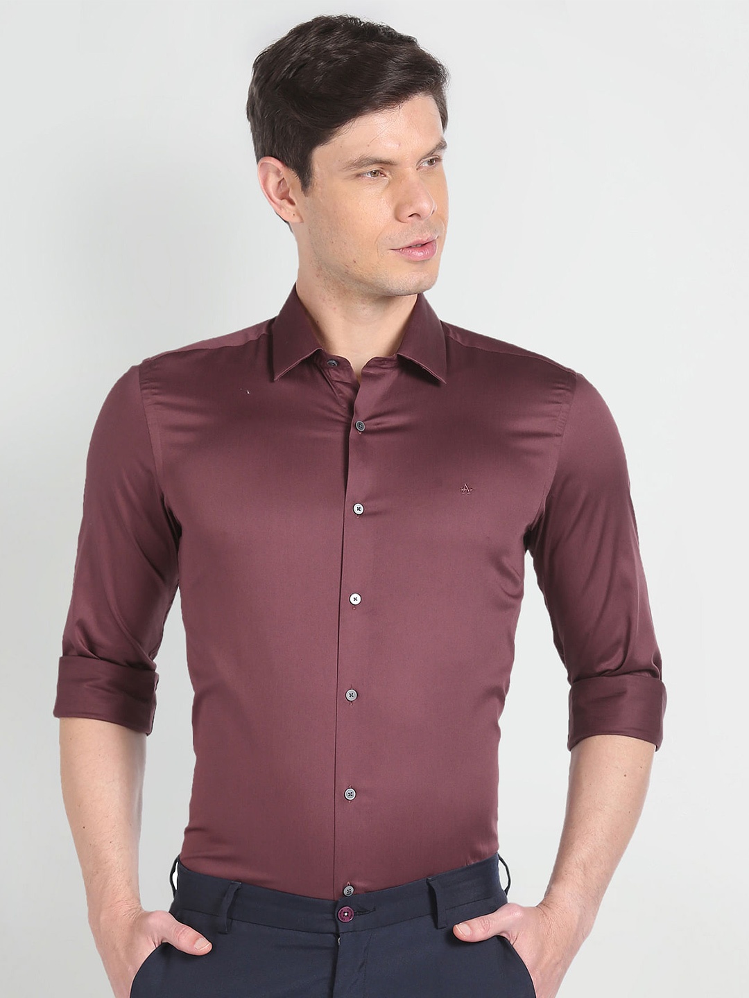 

Arrow New York Slim Fit Spread Collar Formal Shirt, Burgundy