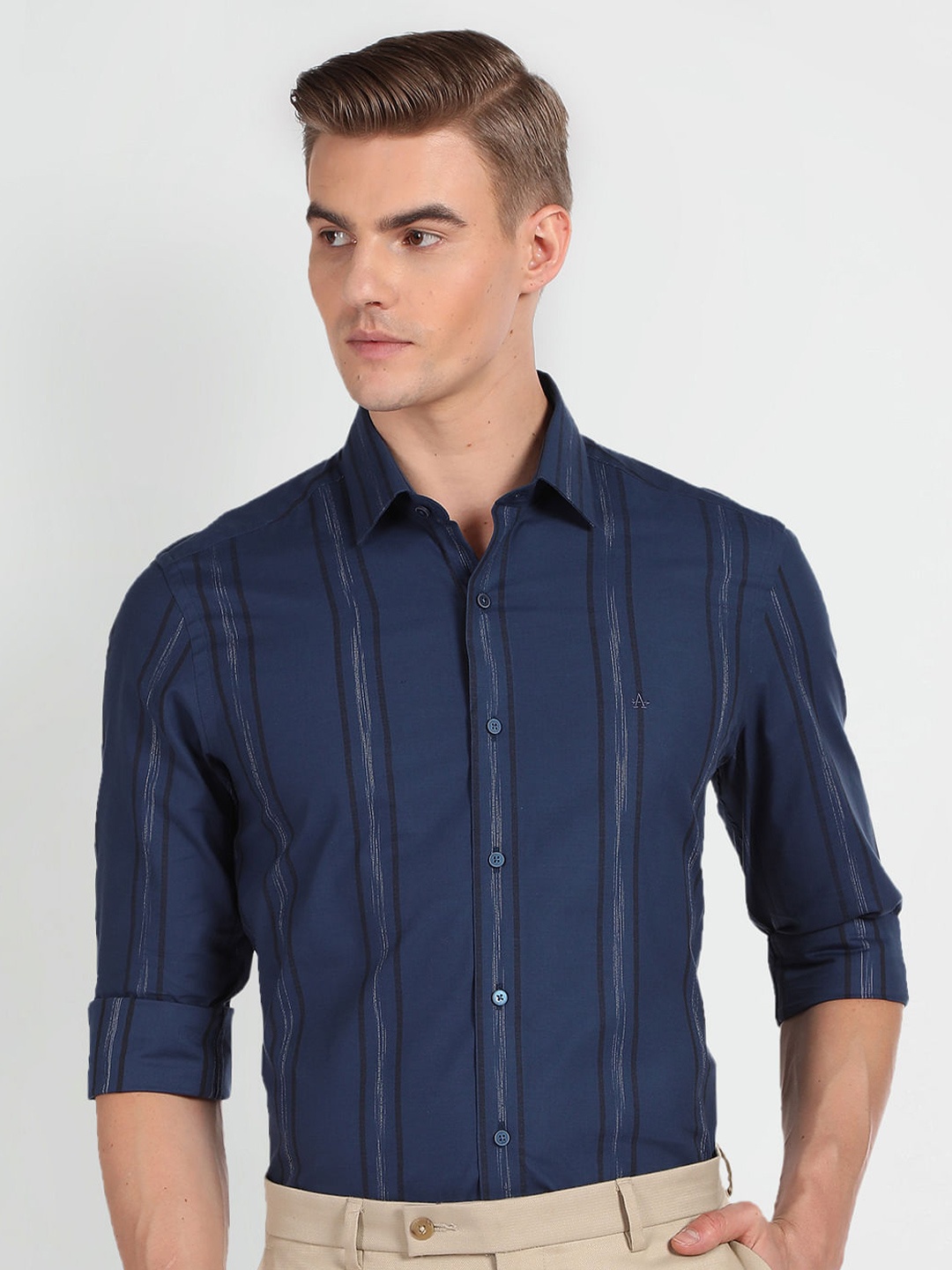 

Arrow New York Vertical Striped Twill Slim Fit Formal Shirt, Blue