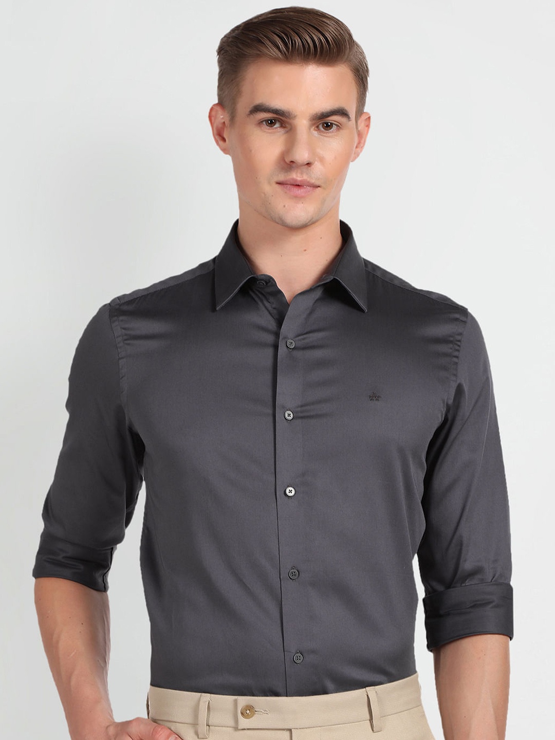 

Arrow New York Spread Collar Slim Fit Formal Shirt, Grey