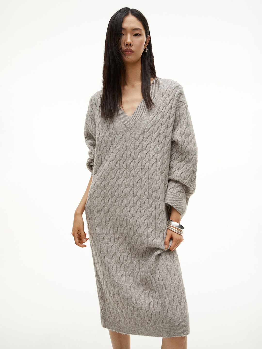 

H&M Cable-Knit Dress, Beige