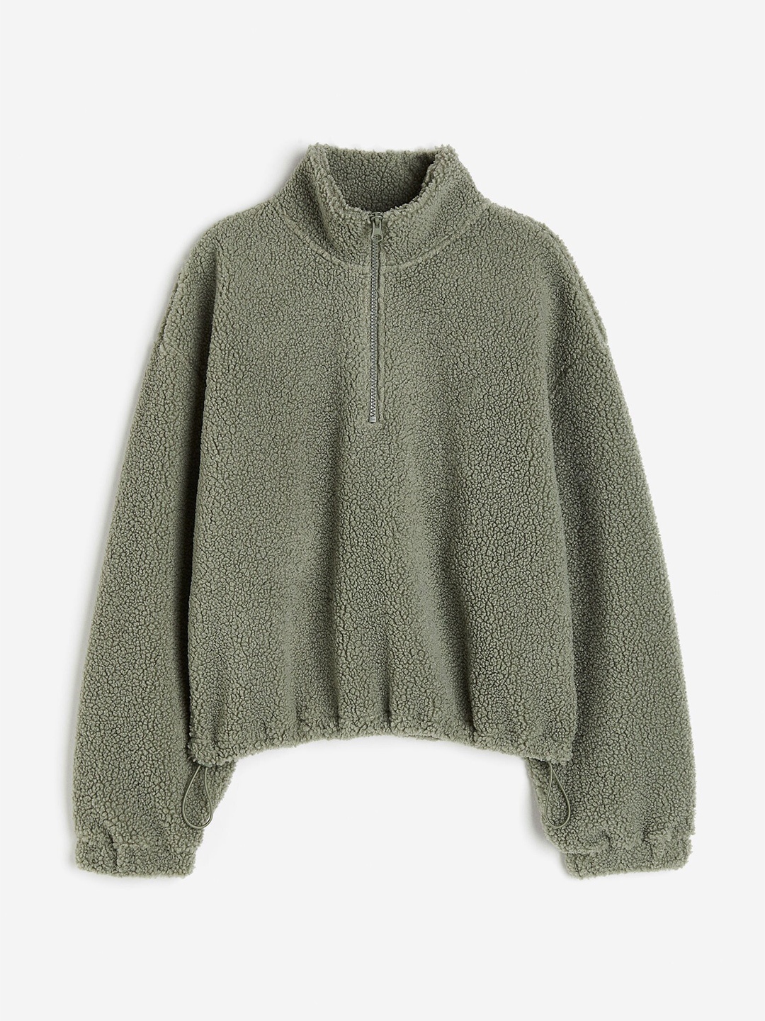 

H&M Zip-Top Teddy Sweatshirt, Green