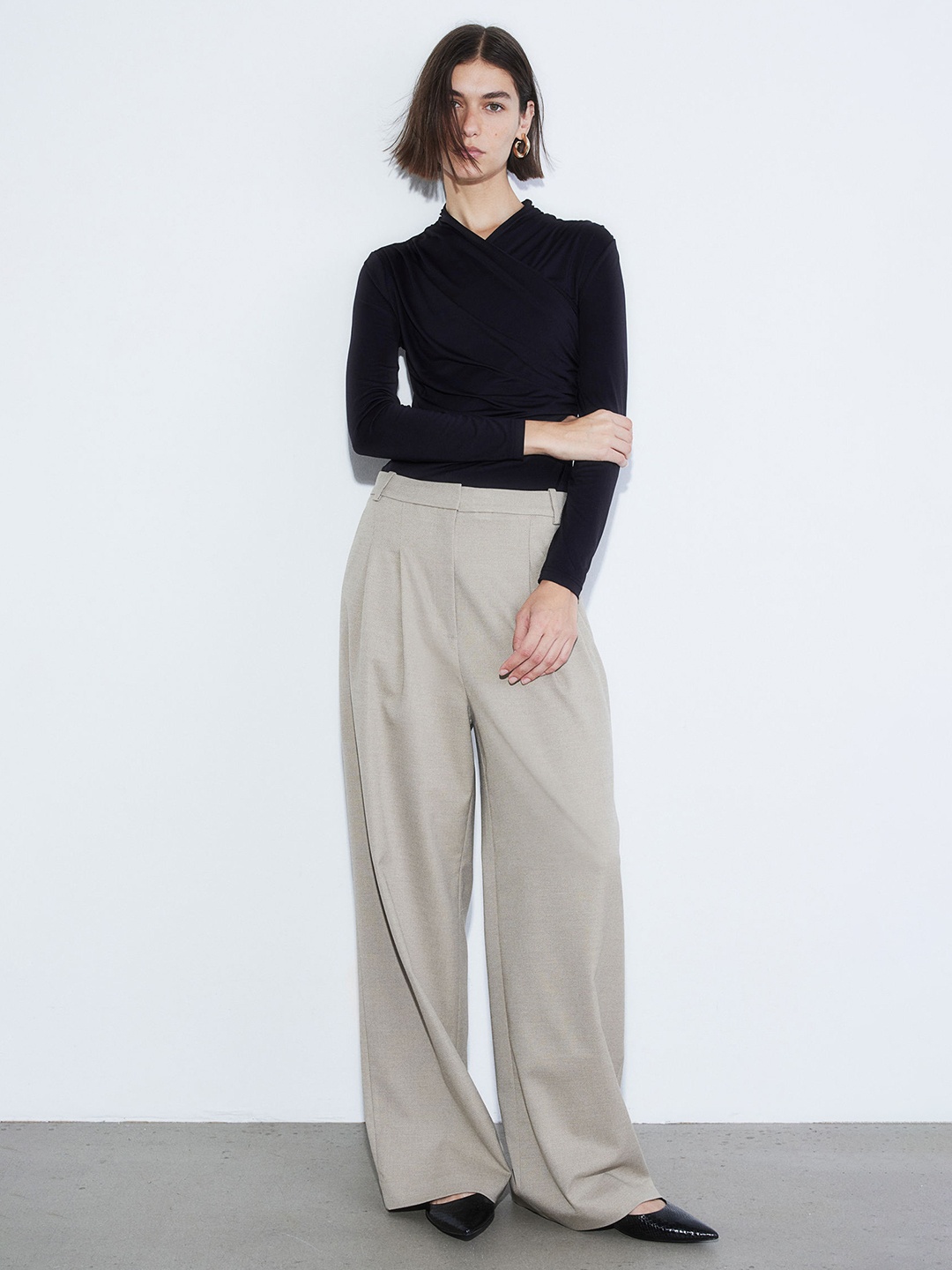 

H&M Jersey Wrap Top, Black