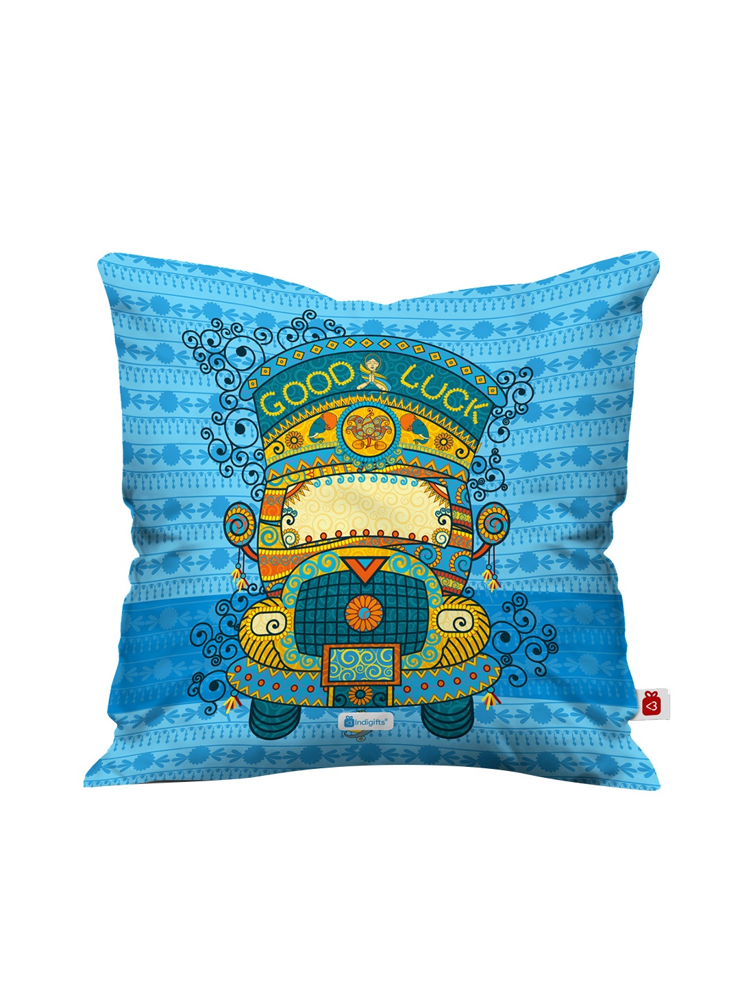 

Indigifts Blue & Green Printed Filled Cushion