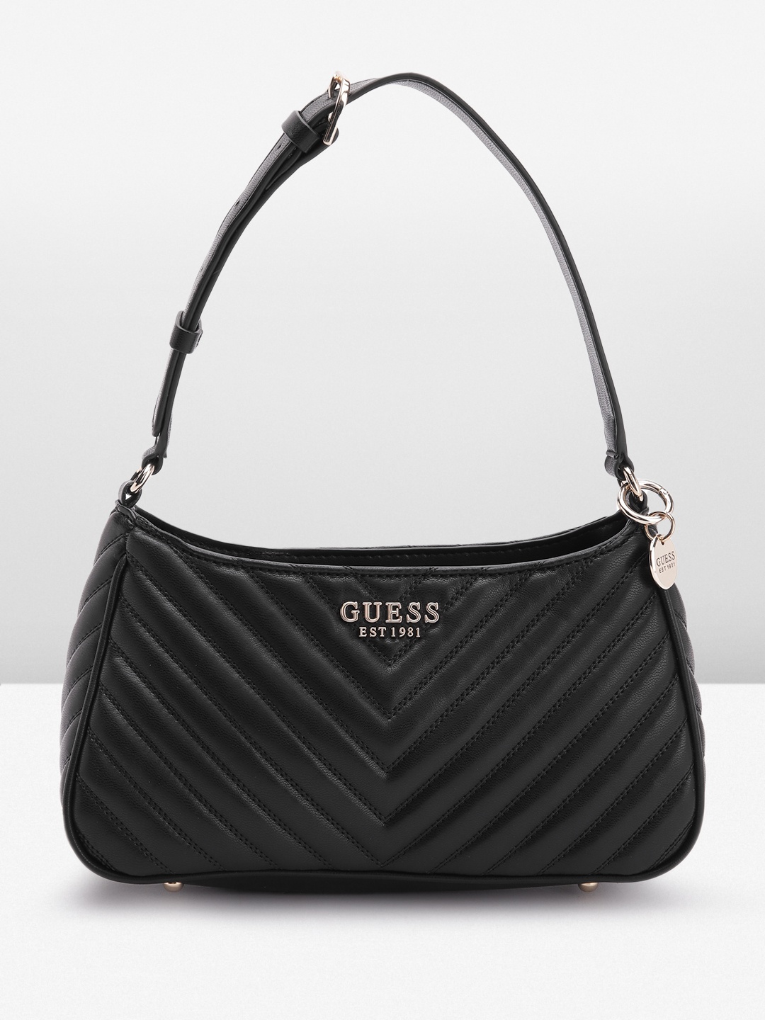 

GUESS Structured Shoulder Bag with Quilted Detail, Black