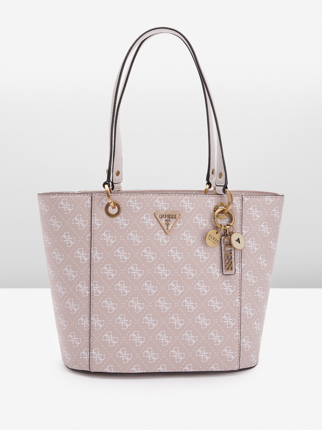 

GUESS Brand Logo Print Structured Shoulder Bag, Rose