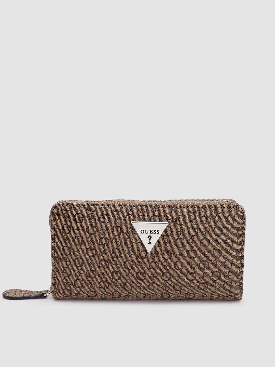 

GUESS Women Brand Logo Printed Zip Around Wallet, Brown