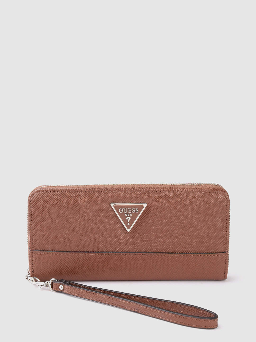 

GUESS Women Abstract Textured Zip Around Wallet, Brown