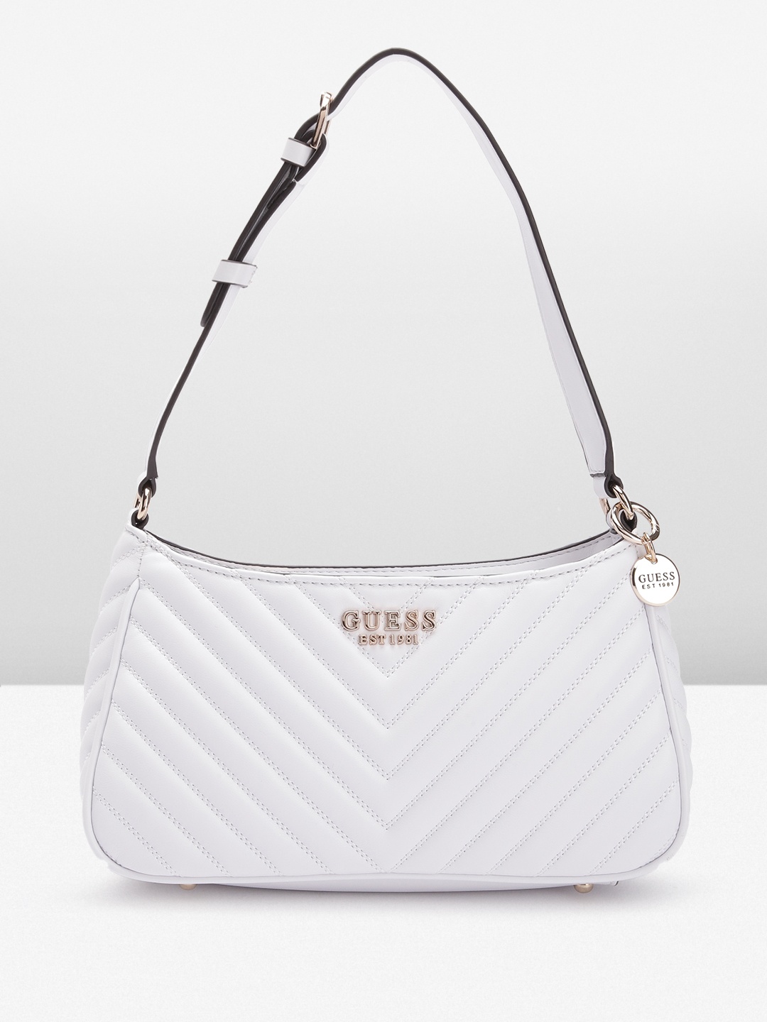 

GUESS Structured Baguette Bag with Quilted Detail, White