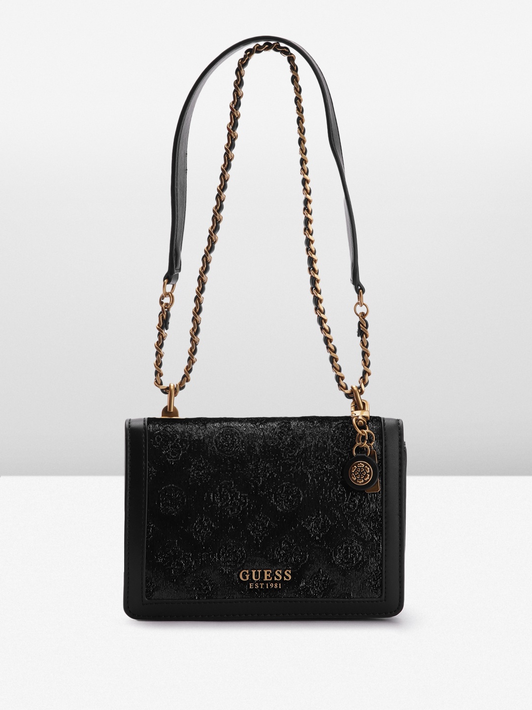 

GUESS Brand Logo Detail Structured Shoulder Bag, Black