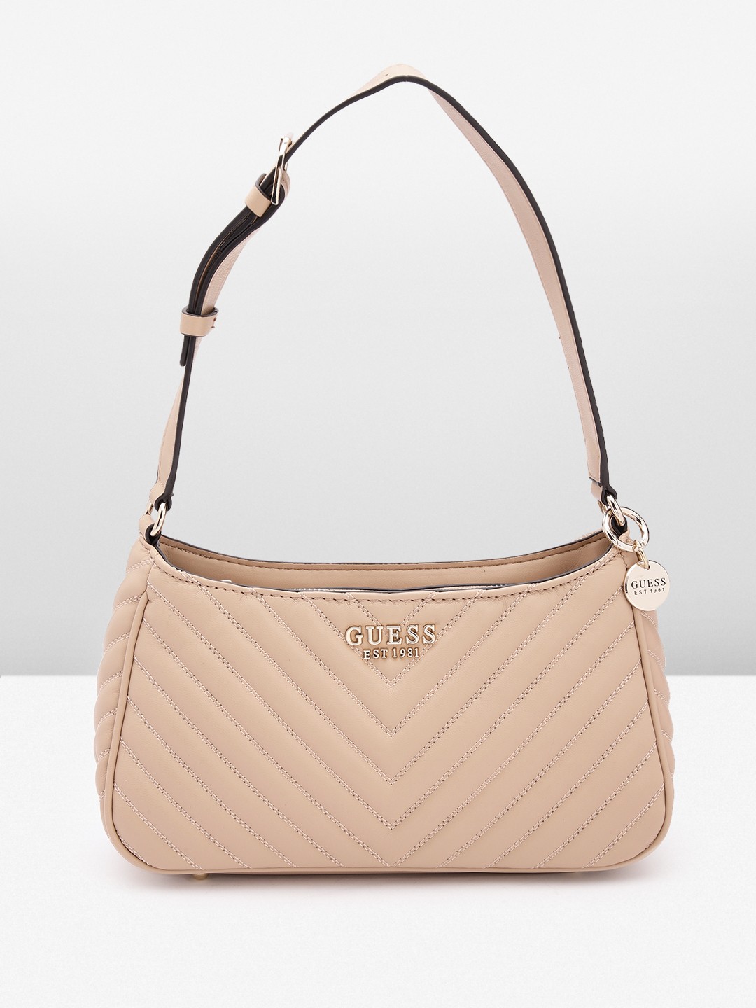 

GUESS Quilted Detail Structured Shoulder Bag, Beige