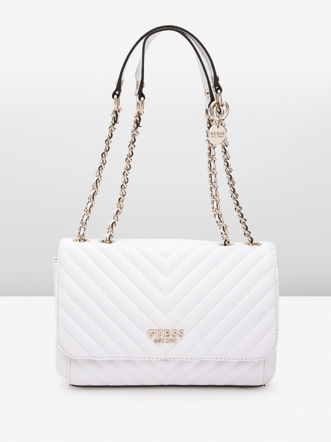 

GUESS Quilted Detail Structured Shoulder Bag, White