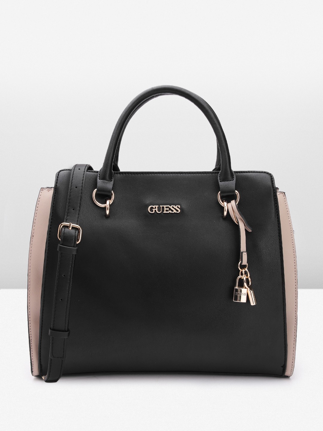 

GUESS Colourblocked Structured Handheld Bag, Black