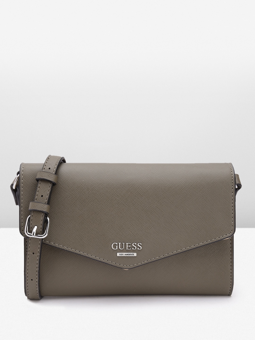 

GUESS Textured Structured Envelope Sling Bag, Olive